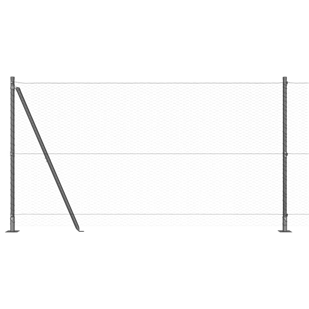 Steel Fence Post Grey 25 x 1.2 m with 25 mm Mesh Outdoor Garden Security Barrier Corrosion Resistant Easy Assembly for Terrace and Yard Enclosure