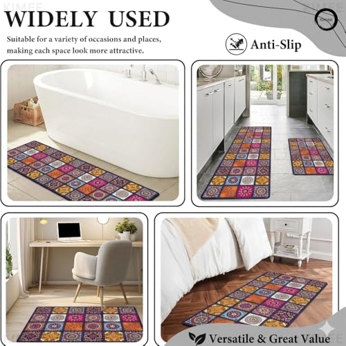 Image of VANZAVANZU KIMEE 2 Pcs Kitchen Mat Set Entrance Door Mat Waterproof Washable Durable Non-Slip Rectangular Runner Mat for Home Kitchen Bathroom Floor