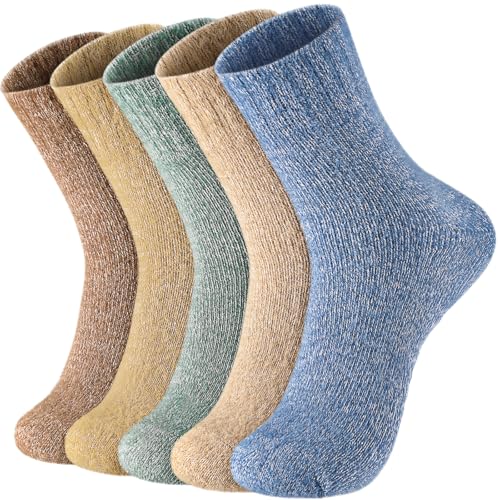 Wool Socks - Thick Soft Winter Hiking Socks (5 Pairs) for Women