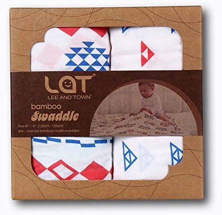 Baby Bamboo Swaddle Blankets,70% Bamboo 30% Cotton Swaddling Wrap 2 Pack Gift Set(Geometry)