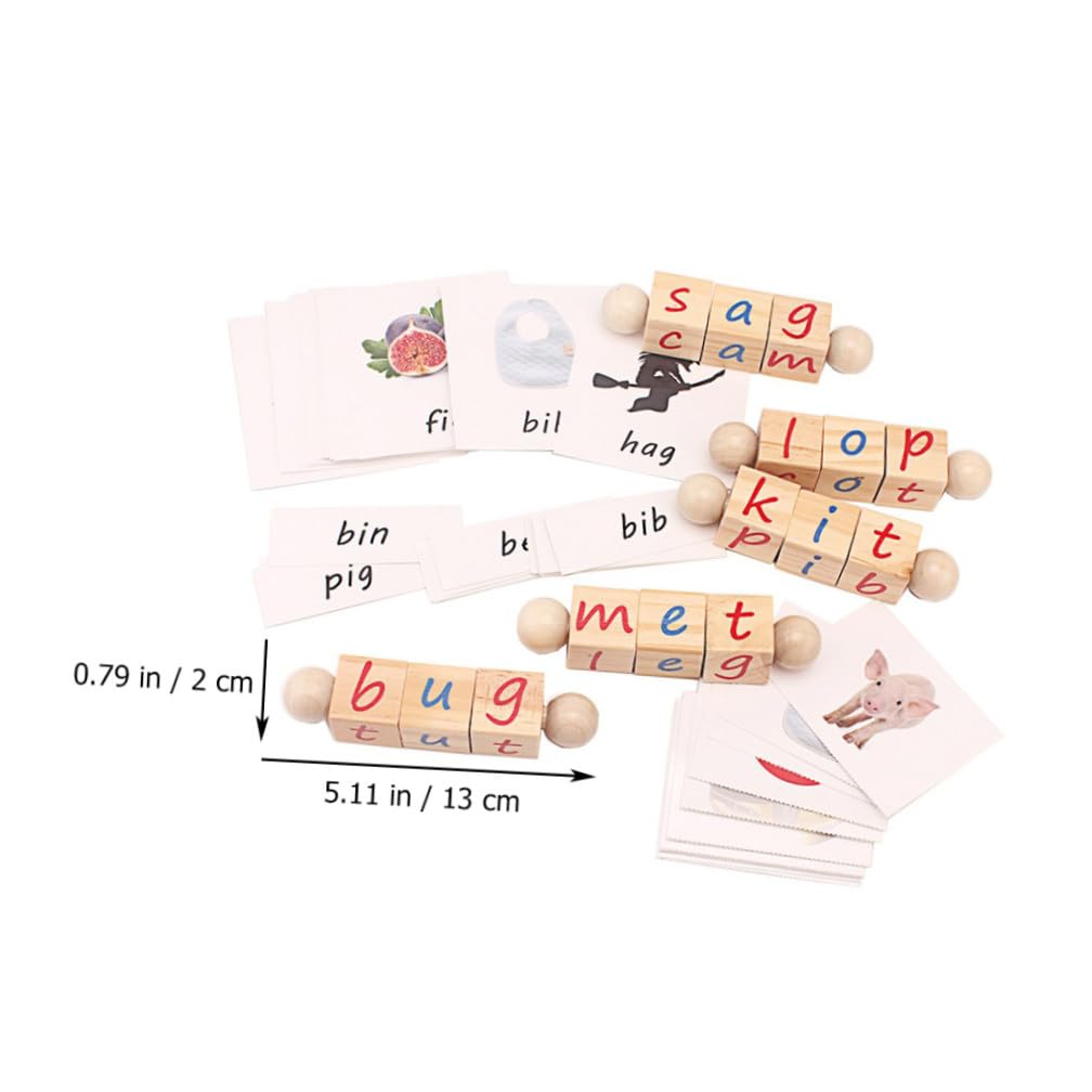 Bloque de Letras Giratorias, 1 Juego, Madera y Papel, para Niños