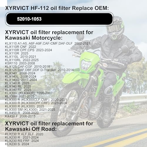 Image of KLX140 52010-1053 Oil Filter for Kawasaki KLX110 KLX300R HF112 | Fit for Kawasaki KLX300 KLX230R KX450F KLX125 KSR110 KLX450R KLX140L KLX140G KLX140R KLX140RF KLX140RL, 5pcs