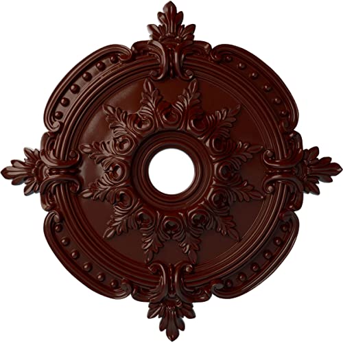 Image of Ekena Millwork CM28BEBMF Benson Classic Ceiling Medallion, 28 3 /8 inch OD x 4 1 /2 inch ID x 1 5 /8 inch P, Brushed Mahogany