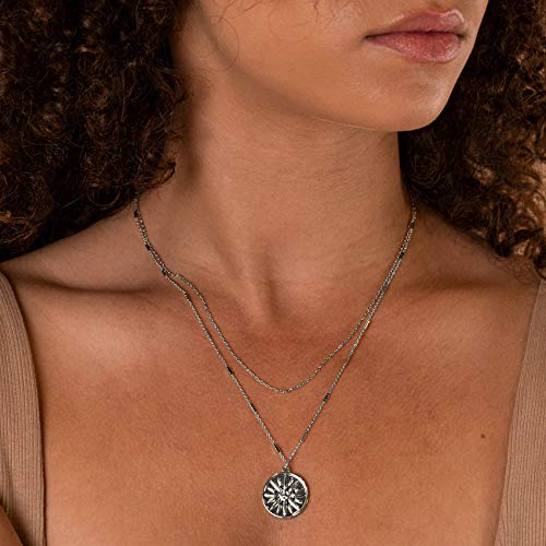Pavoi LAYERED-21C 14K Gold Plated Sterling Silver Pendant Coin | Chain Necklaces For Women | Best Gift For Her | 15Mm Perimeter Gold Plated Coin | White Gold thumb #3