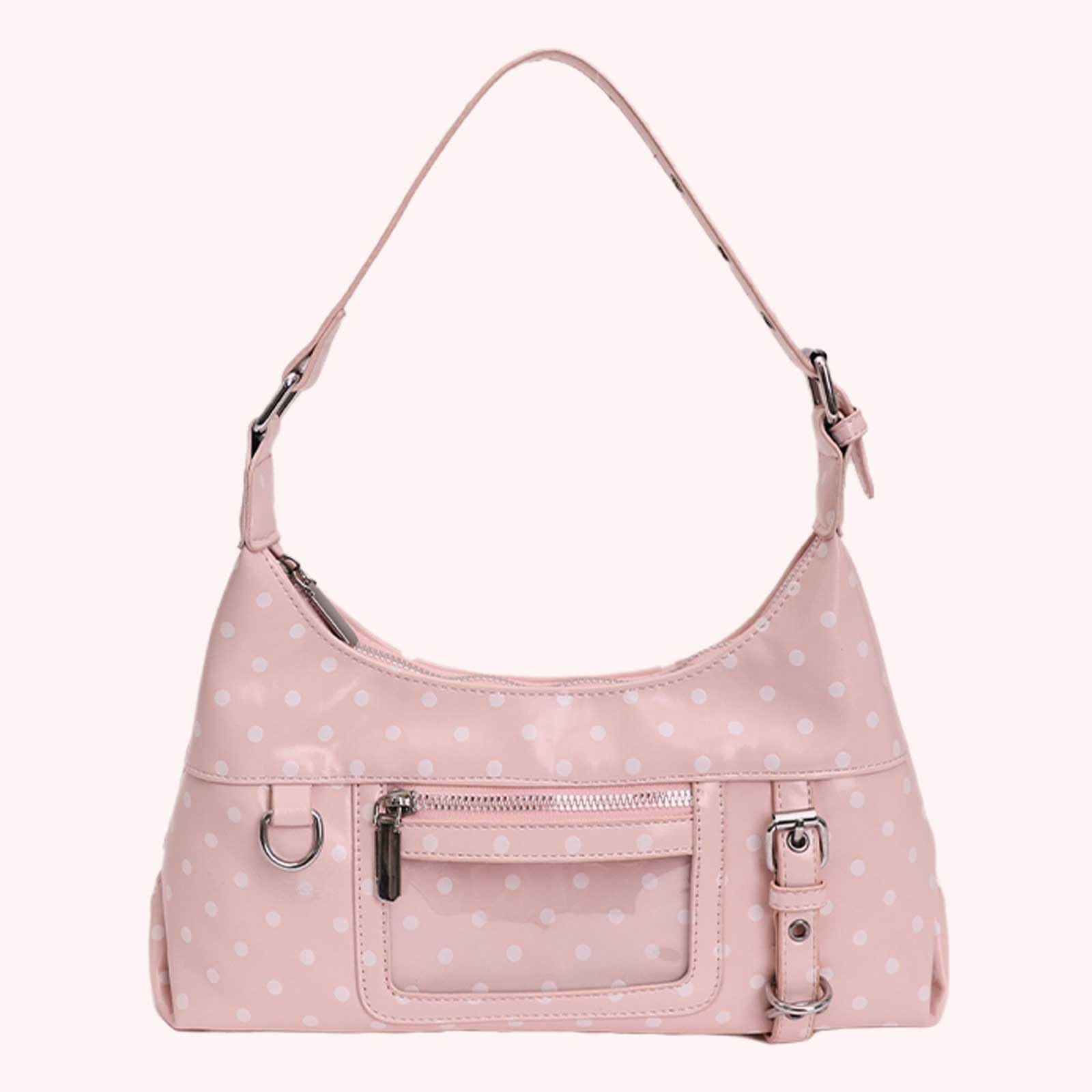 Bolso vintage lunares de piel sintética para mujer, bandolera de viaje