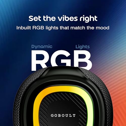 Image of GOBOULT Rave Q10 Bluetooth Speaker with 10 Watt BoomX Audio, Up to12 Hrs Playtime, Type-C Charging, TF Card /USB & Bluetooth 5.4 Compatible, Made in India Portable Speaker (Jet Black)