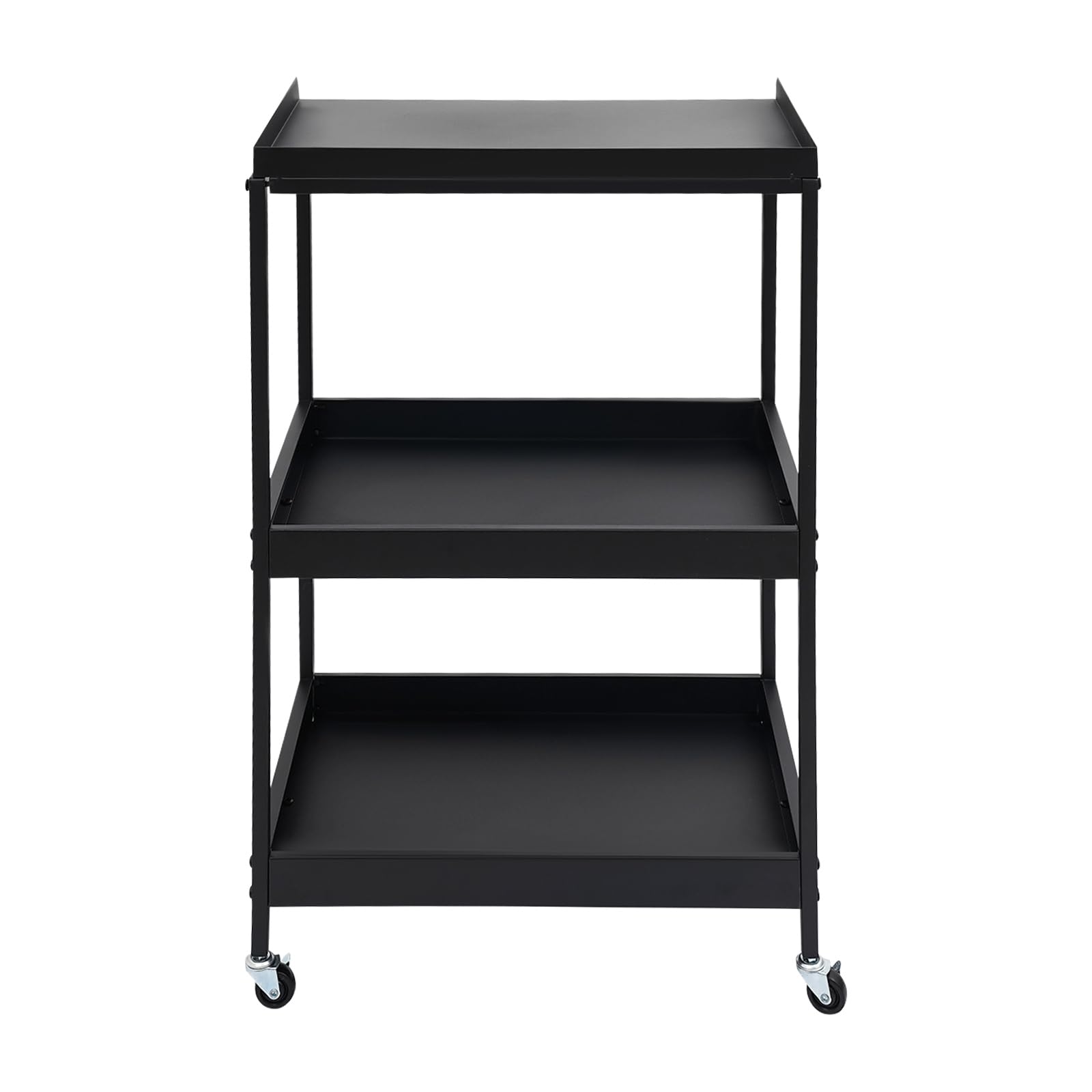 Carro rodante de 3 etapas, de material de hierro grueso, con 4 ruedas universales (todas con frenos), resistencia a la humedad, carro de taller de hasta 100 lbs (negro)