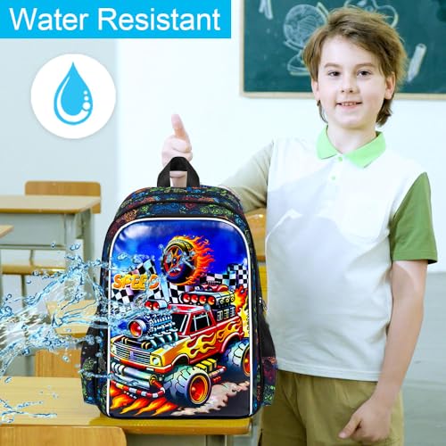 Image of 16 inch Truck Backpack for Boys, 3Pcs Car Kids Bookbag with Lunch Box, School Backpacks Set for Elementary Preschool Kindergarten(Red)
