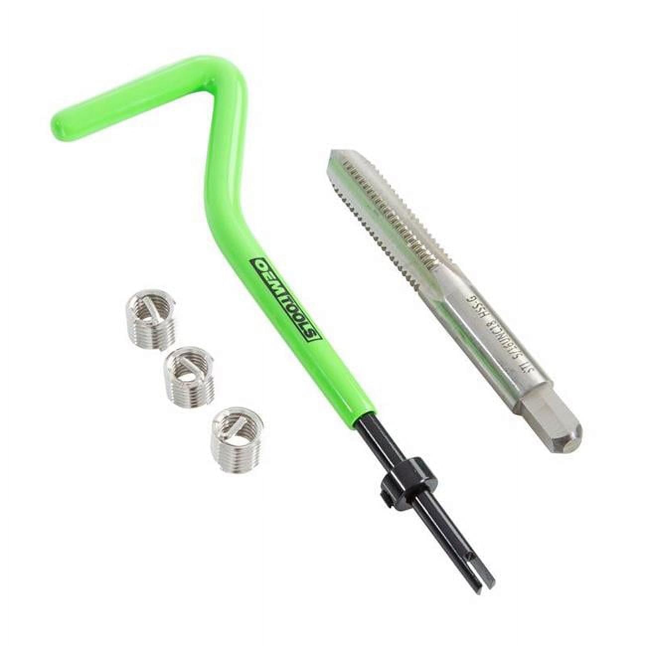 OEMTOOLS 25604 5/16 Inch Thread Repair System, 3 SAE Threaded Metal Inserts for Bolt Thread Repair, Spark Plug Thread Repair Kit, 5/16" Rethreader Kit