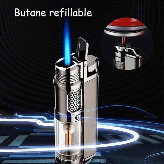 Encendedor a gas recargable con llama azul miniatura 4