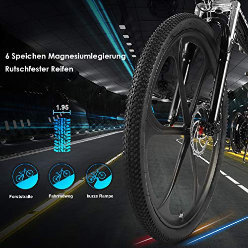 ANCHEER 26 Zoll E-Bike Klappbar MTB Herren Damen, Klapp Ebike mit 250 Watt Motor 36V 8Ah Lithium-Akku, Faltbares Pedelec Faltbar Elektrofahrräder Klappbares Elektrofahrrad 21-Gang Vollfederung – Bild 7