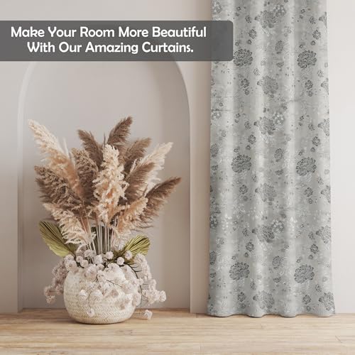 Image of FRESH FROM LOOM Room Darkening Door Curtains 12 Feet Long,Big Window Curtain Premium Polyester Rod Pocket Weaved Parda,Modern Parde for Living Room Bedroom,Home Office Jacquard Screens(Grey,12ft,1pc)