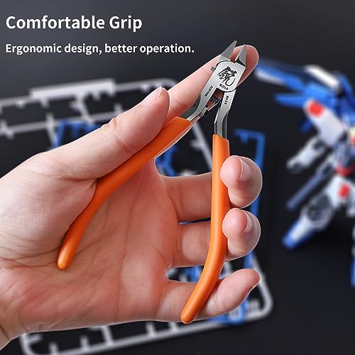 RUITOOL Model Nippers, Model Tools for Advancers to Repair and Fix Plastic Models, Ultra-thin Single Blade Model Nipper, Non-slip Grip 4.7 Inch Sprue Cutter for Plastic Model Building
