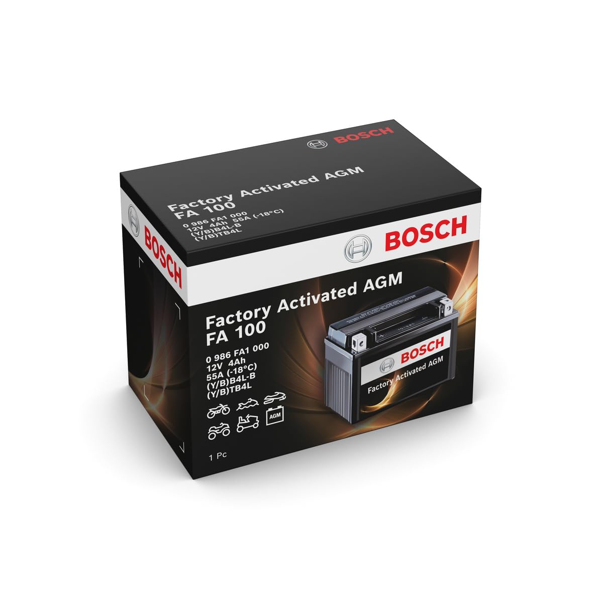 Bosch FA100 Batteria AGM per Motocicli 12V 55A 4Ah Compatibile M4F17 BB4L-B BTB4L