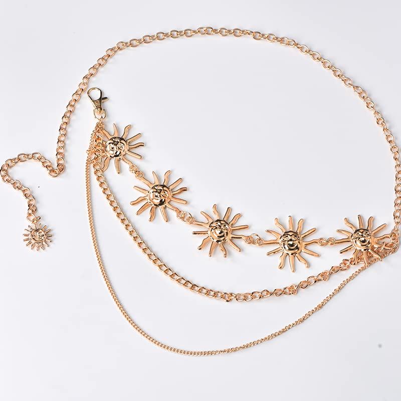Amazon.com: Sun Waist Chain Multilayer Belt for Women Gold 