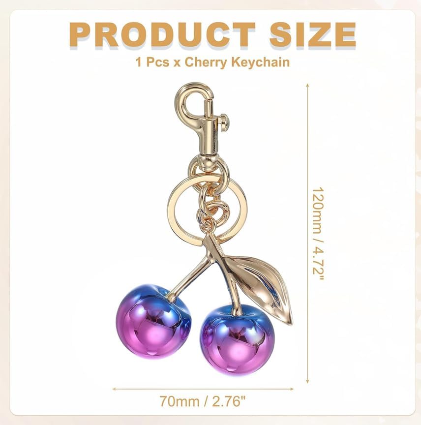 Keychain Cherry Bag Charms Purse: Key Chains Women Cute - Car keyring leather handbags - Gift For Women Valentine Fashion enthusiasts Gifts For Girl image 5