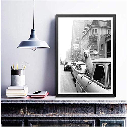 Toile de salon moderne 50x70cm avec voiture et mouton pour sublimer un grand mur d'hôtel