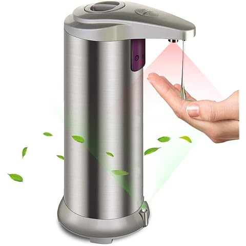 Automatic Soap Dispenser Touchless Hand Soap Dispenser with Infrared Motion Sensor, Output Control Switches, Waterproof Base, Stainless Steel Body, for Kitchen Bathroom Commercial Hotel Cover