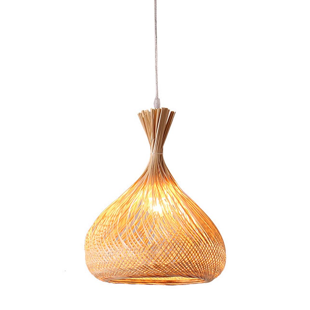 Lustre en bambou et osier suspendu au plafond style rétro - 8