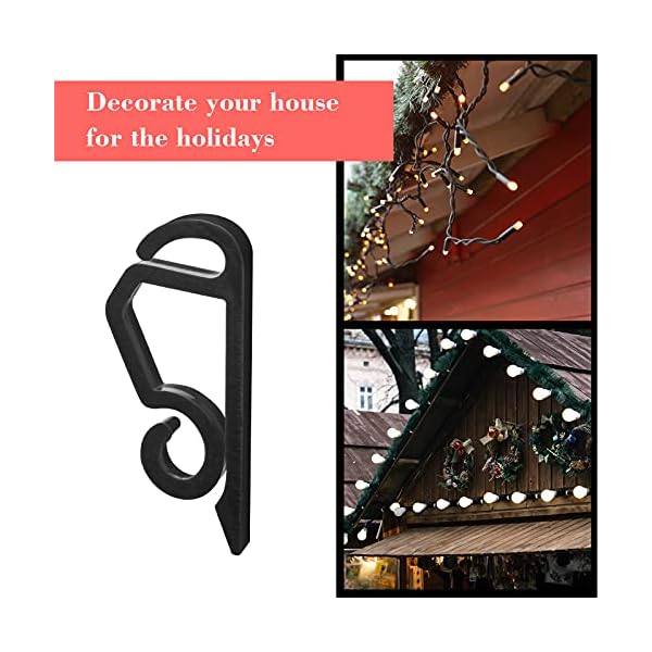 Marsui christmas light clip outdoor gutter hook weatherproof outdoor light clip holiday light clip for christmas decoration string light (black, 60 pieces) - image 6