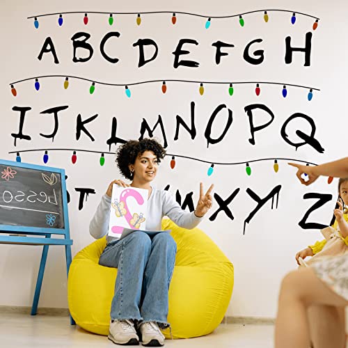 Vinyl Wall Decals Alphabets Abc Wall Stickers Peel And Stick For Game Room Horror Themed Party Decor For Stranger Things Wall Art Murals Decor For Bars Restaurants Cafes Pubs #TOP5