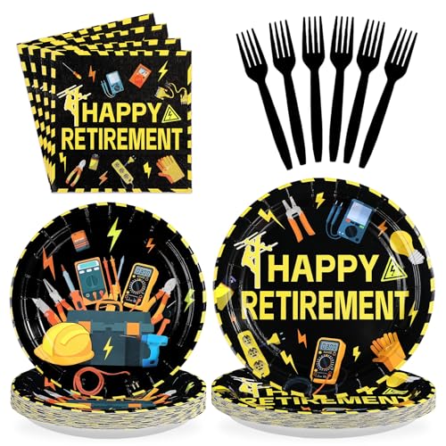 96Pcs Electrician Retirement Party Decorations Power Electrician Retired Lineman Plates