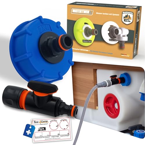 MaJoCompTec Watertwin Water Tank Filling Adapter | Motorhome Caravan Water Connection Accessories with Quick Coupling (Base + Control Set)