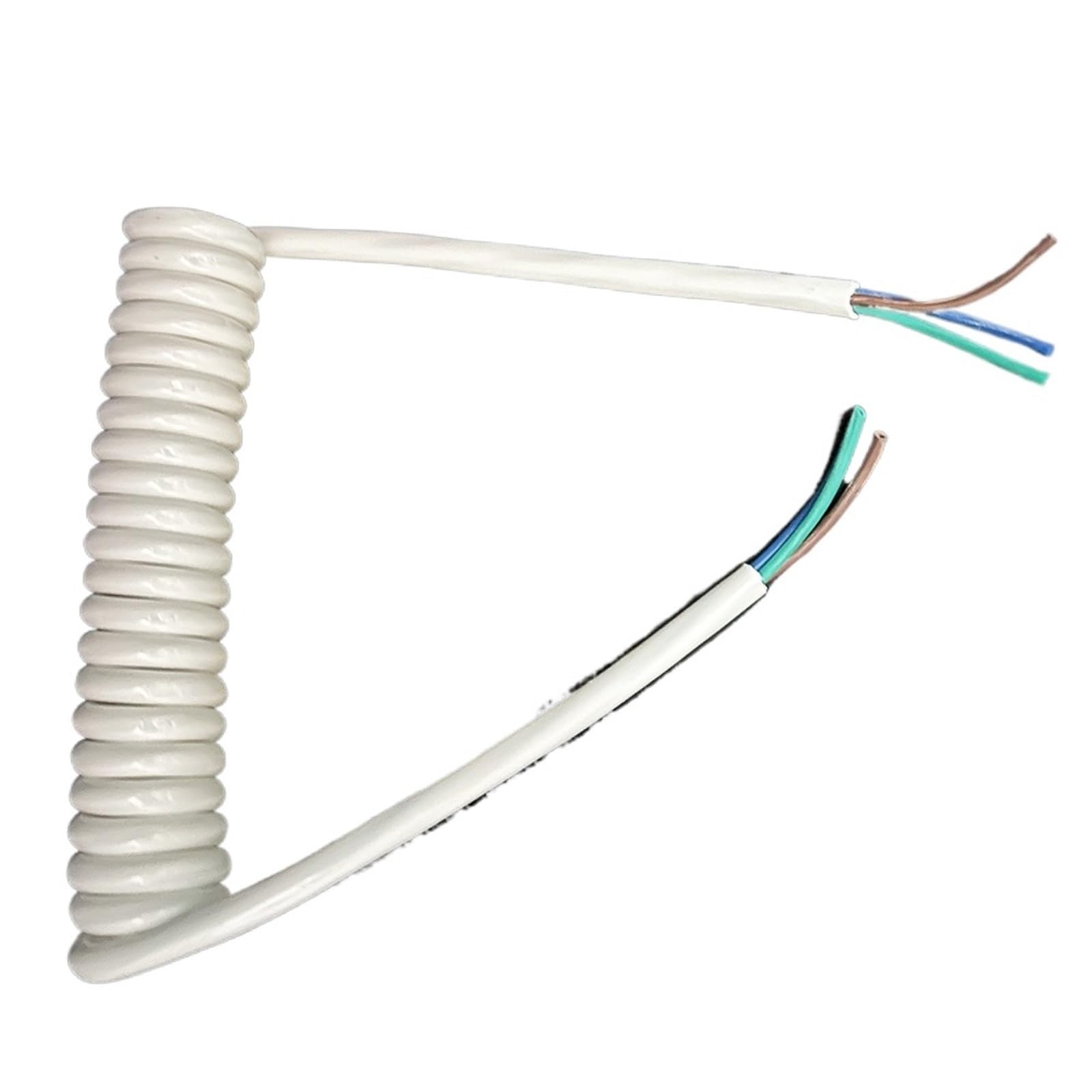 Chowany kabel do białej suszarki do włosów z 3 przewodami, spiralny drut poliuretanowy 1,5 mm z rozciągliwością elastycznego rozciągania (stretch 3 metry)