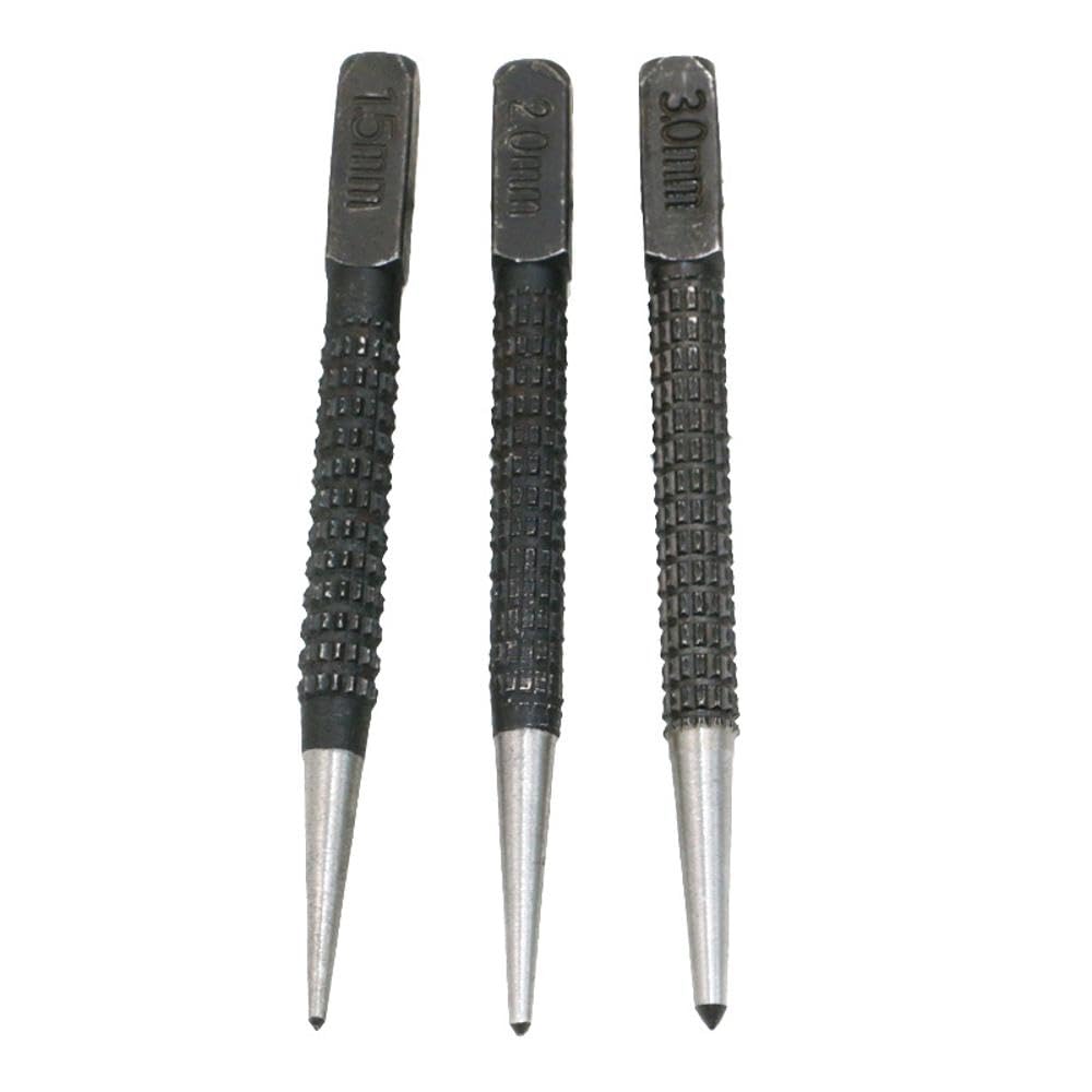 Ankörner Satz, 3 Stück Positionierstanzer Durchtreiber und Körner Set für Löcher Bohren, Abtrennen, Abschlagen (1.5mm-3mm)