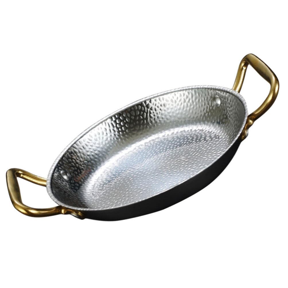 Cabilock Household Hot Pot Pan Double Handle Stainless Steel Cooking Pan for Daily Use Kitchen Accessory - Design for Paella and More