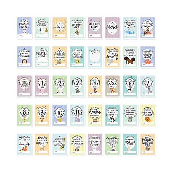 Cartes premières fois de bébé et coffret souvenir (français) – 40 milestone cartes photos unisexe - futures mamans et… – Bild 7