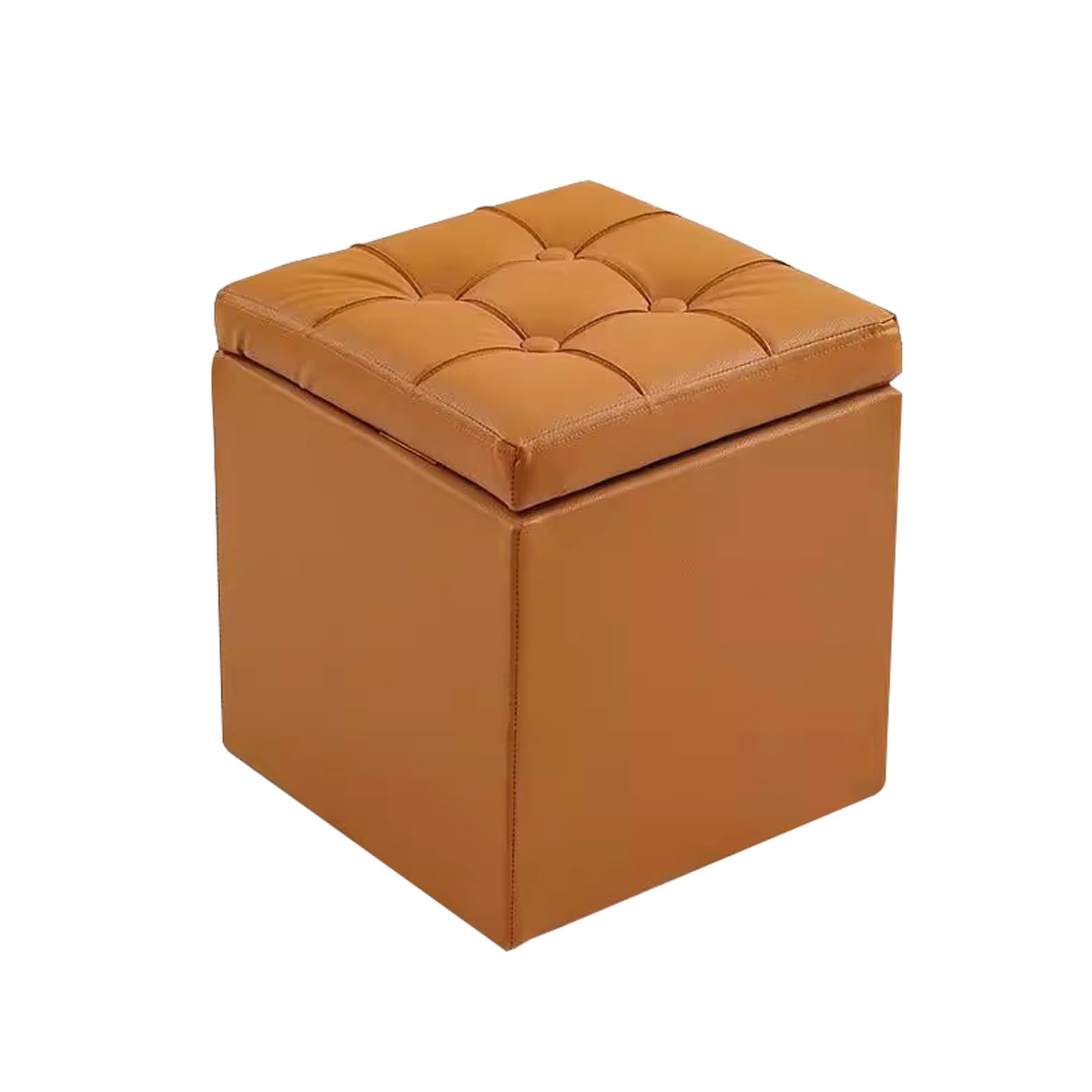 With Padded Seat Storage Bench Foot Stool with Lid Entryway(Orange)