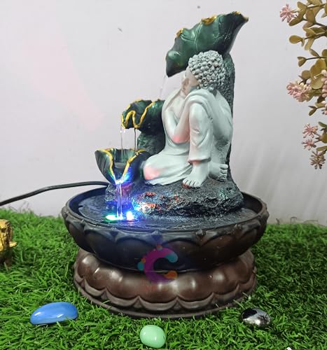 Image of Decorative Water Fountain for Home Decor, Office, Indoor & Outdoor, Garden, Puja Room, Vaastu, Reception, Spa, Gifting. (Grey Buddha UR-048)