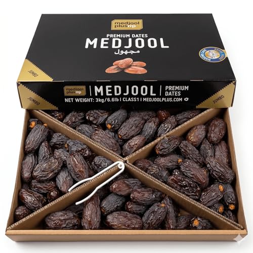 3KG XXL Premium Jumbo Dátiles Medjool Premium 100% Naturales Sin Aditivos Sin Azúcar Añadido – Tamaño Extra Grande, Producción Especial (Dátiles Medjool Premium Jumbo 3kg)