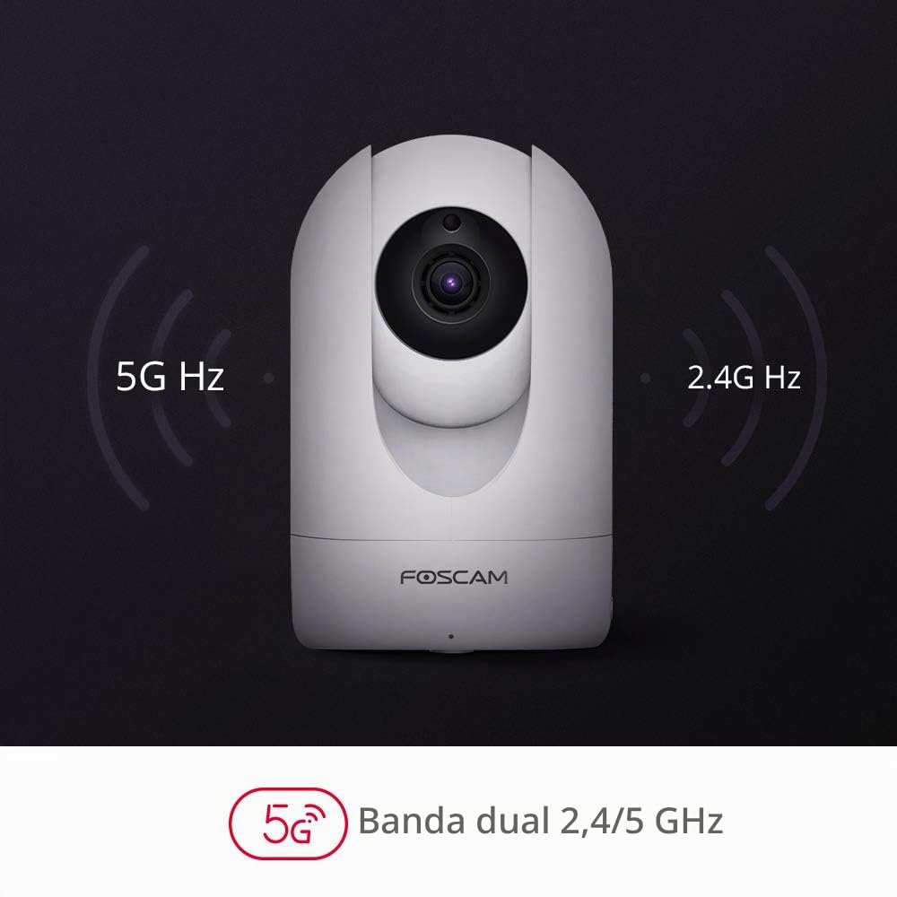 Foscam R4M - Cámara de vigilancia (Super HD IP, WiFi, Doble Banda, con 4 MP y 10 m de visión Nocturna, WiFi, con detección de Movimiento, cámara de Audio de 2 vías con Ranura para Tarjeta microSD)