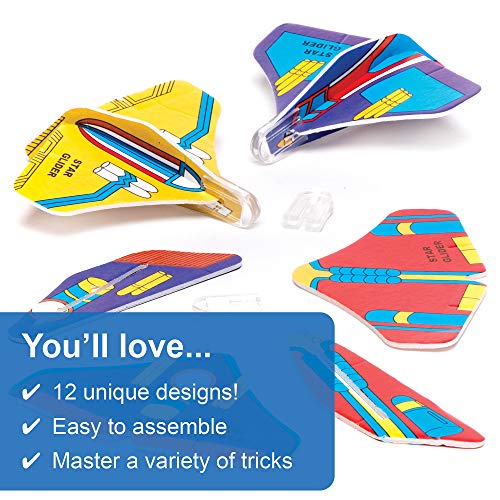 Baker Ross O48A Mini Space Gliders - Pack of 12, for Kids Party Bag Favors and Pocket Money Toys