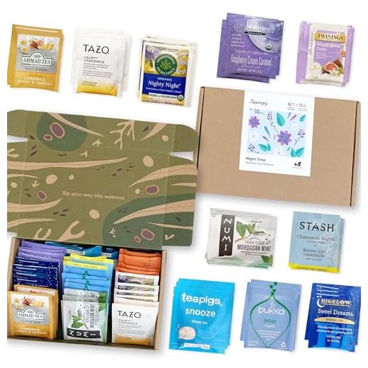 Night Time Wellness Tea Collection 40 Relaxing Tea Bags | Natural Way to Calm Down Before Bedtime | Best Father's Day Tea Sampler Gift | 10 Brands 10 Flavors Plus 10 Honey Sticks