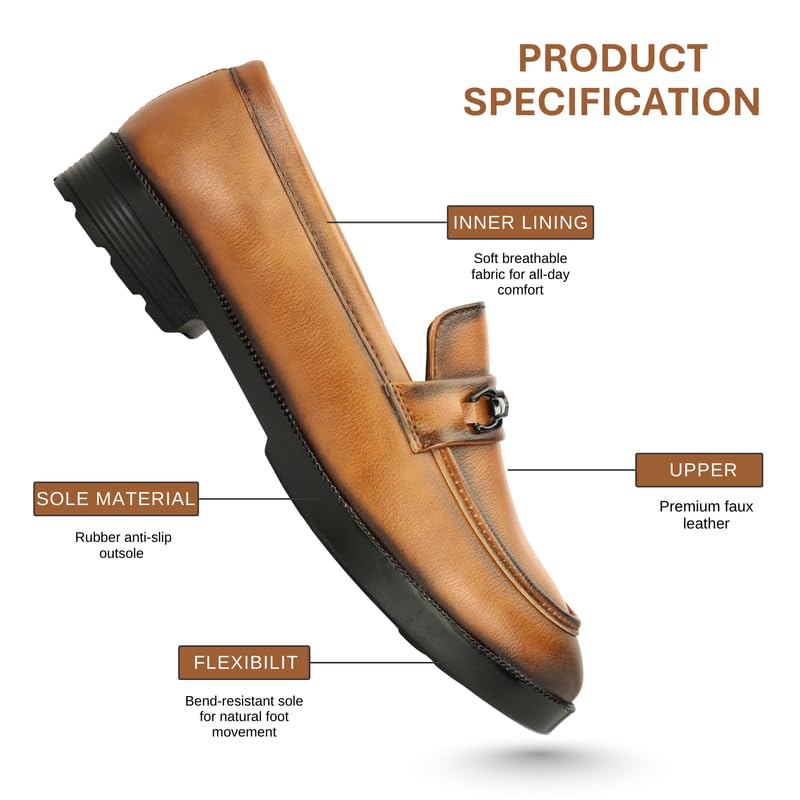 Image of Men's Chain Buckle Loafers || Premium Smooth Faux Leather Slip On || Formal Office & Casual Wear Shoes