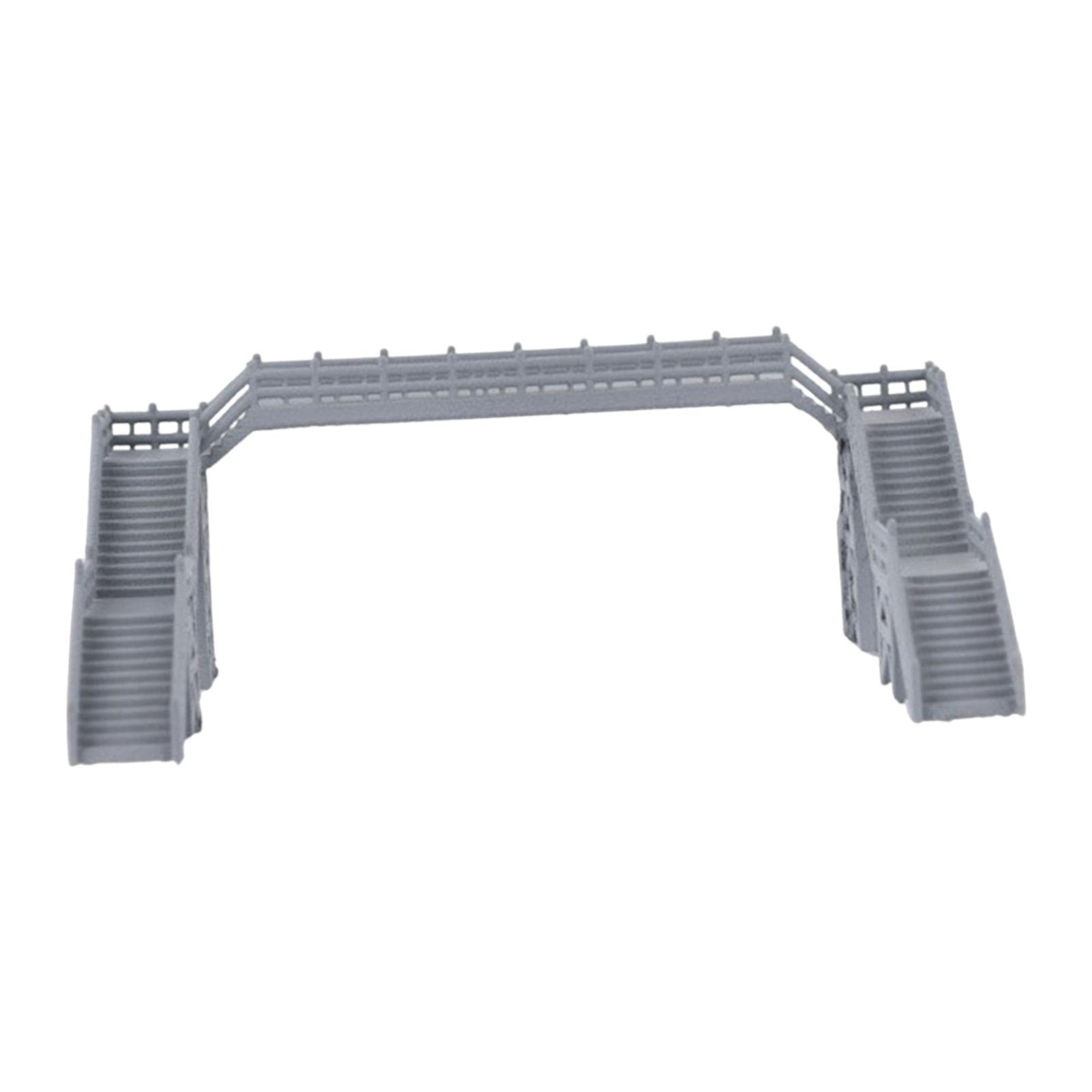 Model Train Footbridge Accessory, Miniature Pedestrian Bridge for Railway Architecture Model Layouts, DIY mini Landscape Decoration, HO Scale, Plastic, Grey, Detailed design, for Display & Collection