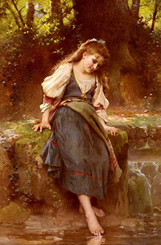 Peinture à l'huile célèbre Léon Bazile Perrault Fille au bord de l'eau -04