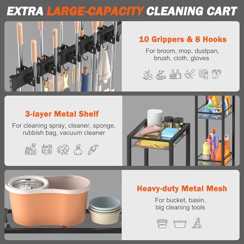 Broom-Holder-with-Cleaning-Supplies-Organizer-Broom-Closet-Storage-Cabinet-with-Cleaning-Caddy-Cleaning-Cart-with-Mop-Hanger-Gripper-Rack-HooksJanitorial-Housekeeping-cartLaundry-Room-Organization