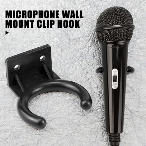 FERCAISH 4 Pack Black ABS Microphone Wall Mount Clip Hooks, Basic/Functional Style, Suitable for KTV Home Office & More - Image 4