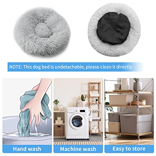 70cm Calming Dog Cat Bed, Plush Donut Pets Beds for Medium Dogs Cats, Soft Puppy Kitten Cuddler Round Bed Cushion, Washable Warm Dog Beds for Improved Sleeping - Image 6