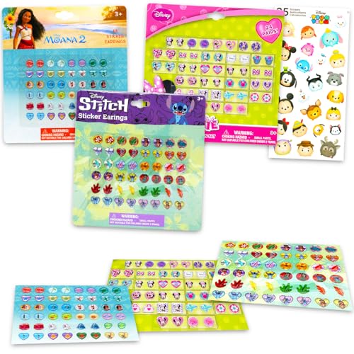 Boucles d'oreilles autocollantes Disney pour enfants sans oreilles percées | Pack de 72