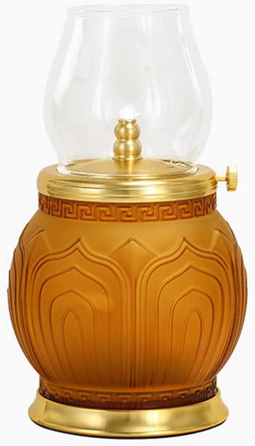 Decorative Lighting Oil Lamp Glass Oil Lamp Lotus Ghee Lamp Household Permanent Lamp Lamp Windproof Adjustable Buddha Lamp for Light