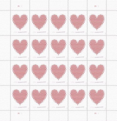 Made of Hearts Sheet of 20 Forever First Class Postage Stamps Wedding Celebration Love Valentines (5 Sheets of 20) image 4