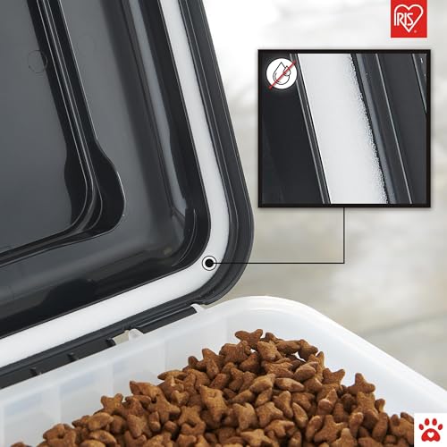 Iris Ohyama Hundefutter Aufbewahrung mit Rollen, 45L+20L, Schwarz, Luftdichte Futterbox, Trockenfutter, Futterbehälter, Für Hunde, Katzen, Tierfutterbehälter, Schaufel, BPA-frei, Futtertonne, ATS-C