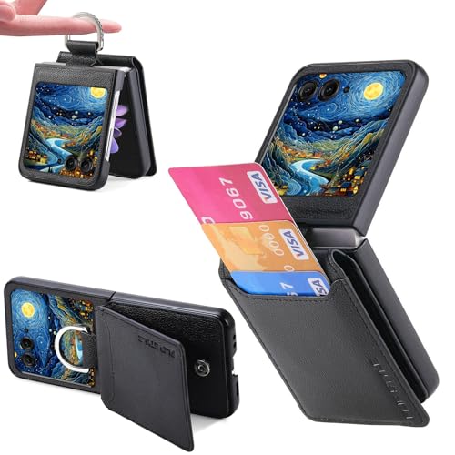 Ysnzaq Étui Portefeuille pour Motorola Razr 60 / Razr 50 avec Anneau et Porte-Cartes, Étui Antichoc de Téléphone à Rabat en Cuir Synthétique Coque pour...