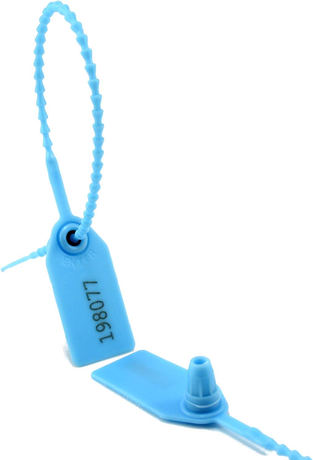 100 Numbered Plastic Tamper Seals Self Locking Security Tags Zip Ties Label for Fire Extinguisher 250mm (Light Blue) - Image 9