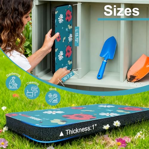 Image of MELOTOUGH Garden Kneeling Pad, 1 inch Thick Soft NBR Foam Kneeling Pads for Gardening, Cleaning, Work - Lightweight & Comfortable, 15.75 inchx7.2 inch (Ladybug)